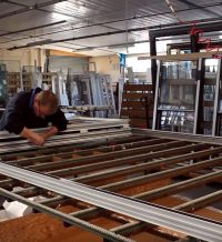 Bifolds being manufactured in our aluminium factory